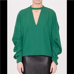 Amanda Uprichard Ruched Sleeve Blouse Medium